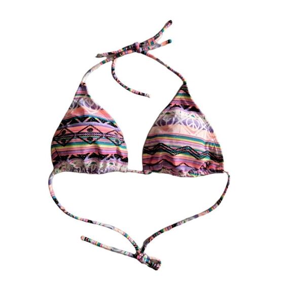OP Bathing Suit Top TOP ONLY Size L 11-13 String Ties Pink Black Multi - Picture 1 of 6
